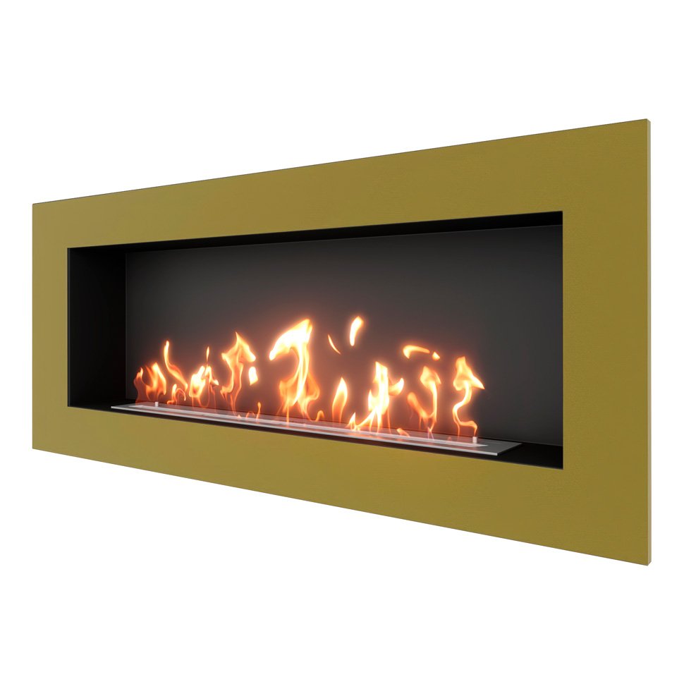 Биокамин встраиваемый SteelHeat GRAND 1500 с рамкой цвет латунь