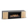 Тумба под ТВ с биокамином SteelHeat LIVORNO 140 см (корпус Графит / фасады дуб Сонома) фото 1